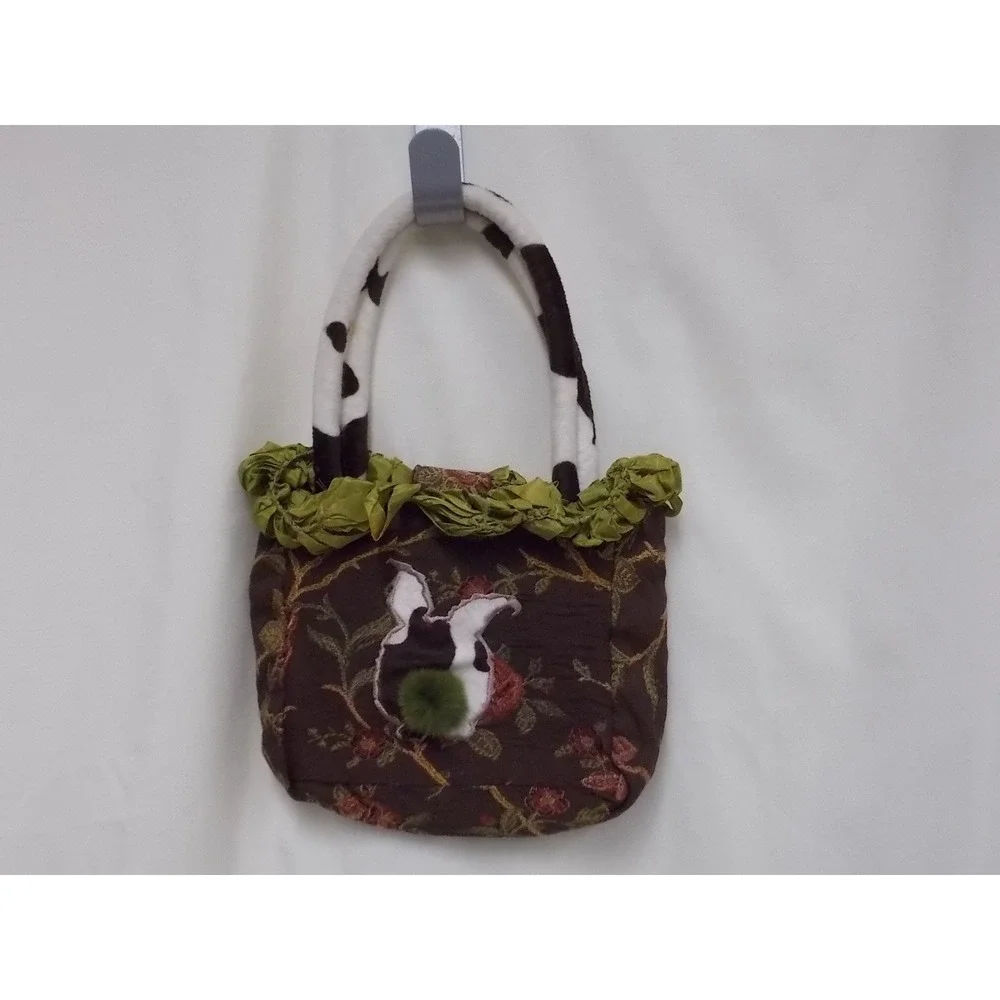 Susie Stern Cowbunnies Tapestry Bunny Handbag Brown Floral Cow Print